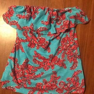 Lilly Pulitzer Wiley ruffle tube top